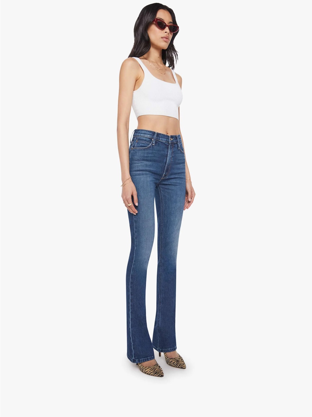 Mother The High Waisted Runaway Flare Jeans Shine On Wash Size 27